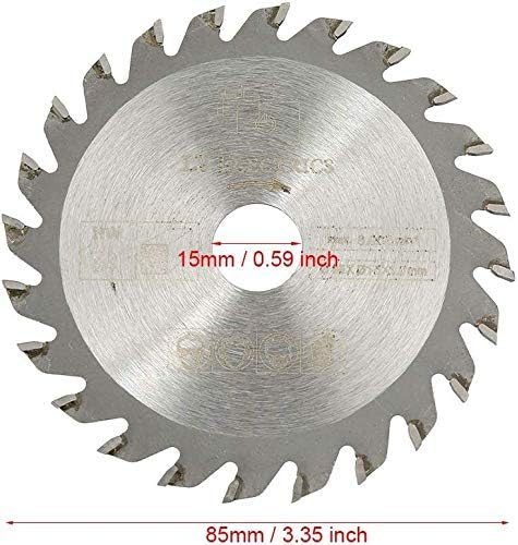 להב מסור מעגלי, 3.35-0.59 אינץ '24 יהלום שיניים דיסק חיתוך עץ סיבוב