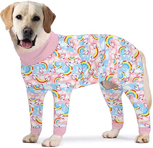 כלבים פריפרי ניתוחים חליפת התאוששות חד קרן מודפסים חולצות שרוול ארוך פיג'מה רכה סרבל סרבל למנוע ללקק