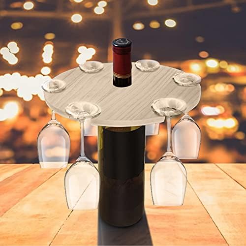 מגש זכוכית בקבוק יין, שולחן העבודה של יין כוס יין שולחן עבודה נייד 1 בקבוק 6 כוסות לברביקיו
