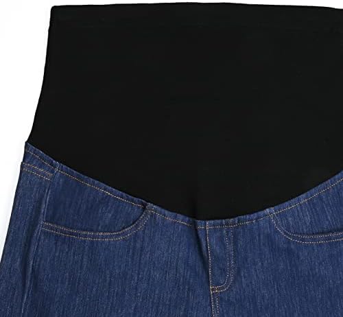 בהום יולדות ברמודה ג 'ינס ז' אן מכנסיים מעל את בטן מלא פנל מזדמן הריון קצר מכנסיים