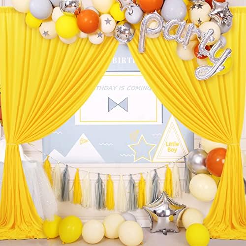 צהוב רקע וילון למסיבות קמטים משלוח לימון צהוב תמונה וילונות רקע וילונות בד קישוט למסיבת יום הולדת חתונה תינוק