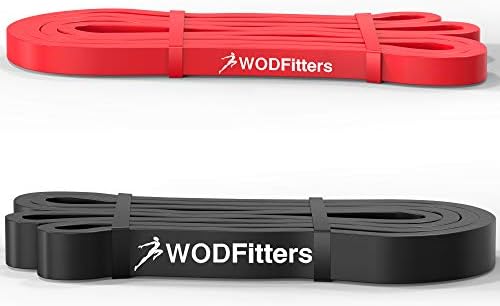 חבורת פס התנגדות של Wodfitters - 1 אדום ו -1 רצועת סיוע משליכה שחורה