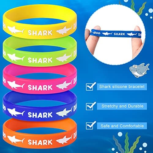 100 יח 'מסיבת כריש מעדיפה צמידי גומי כריש סיליקון סרפי כף היד כריש צמידי מסיבת יום הולדת לבנים כריש מקלחת