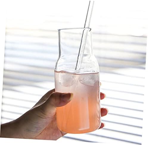 Upkoch 3 מגדיר סיר זכוכית בורוסיליקט גבוה בשתיית בקבוקי שתייה עם מכסים בקבוקי זכוכית צלולים עם כוסות כוסות כוסות