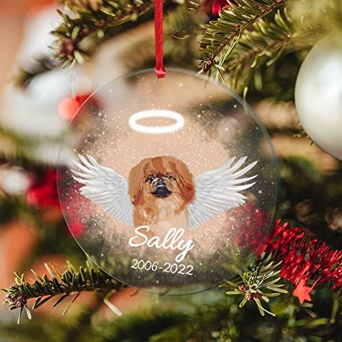 כלב זיכרון חג המולד אקריליק קישוט זווית כלב עם כנפי חג המולד תליית קישוטי צ ' יוואווה כלב מחמד