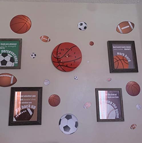 תפאורה לקיר ספורט למדבקות ציור של עיצוב חדר בנים, מדבקות קיר לילדים כדורגל בייסבול כדורגל הוקי כדורסל