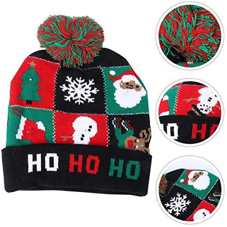 קסיו תלבושות כובע חג המולד 1 מחשב חג המולד הוביל אור כובע חג המולד סרוג כובע חם חג המולד כובע למבוגרים ילדים