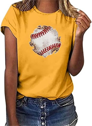נשים שרוול ארוך חולצת טי נשים מקרית בייסבול הדפסה קצר שרוולים צוות צוואר רופף ספורט חולצות נשים