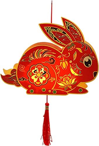 Baubuy ארנב בצורת פנס סיני אמצע סתיו פסטיבל DIY DIY נייר תלייה פנסי פסטיבל אביב אביב ציוד