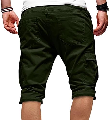 מכנסיים קצרים של Fsahjkee Mens, מכנסיים קצרים של Ripstop מכנסי רגל ישרים הרמת ארוכה במיוחד הרם סלימס