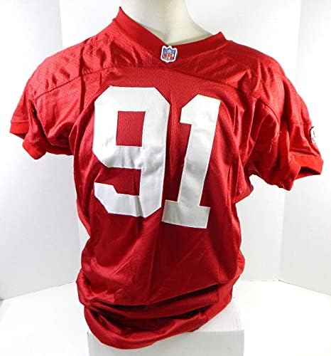 בסוף שנות ה -80 המוקדמות של שנות ה -90 סן פרנסיסקו 49ers 91 משחק הונפק אדום ג'רזי 50 DP26890 - משחק NFL לא חתום