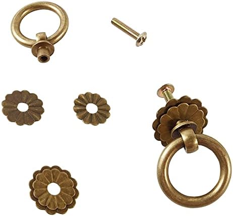 Ronyoung 6 יחידות סגנון עתיק מושך טבעת עם ברגים לרידה ארון ארונות ריהוט, פליז