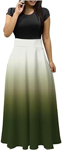 נשים של שמלות קיץ מזדמן קצר שרוול מותן מקסי שמלה פרחוני הדפסת רופף טוניקת זורם נדנדה חולצה שמלה
