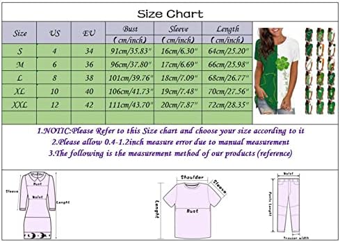 חולצת טריקו של יום פטריק הקדוש של פטריק לנשים Sleve Sleve O-Neck חולצות ירוקות גמדי מזל חולצה חולצה עליונה כושר