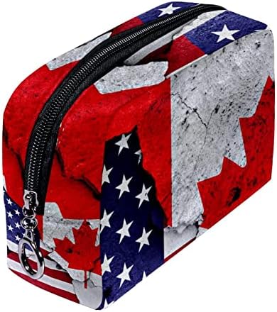 תיק קוסמטי של TbouoBt לנשים, תיקי איפור מרווחים לטיולי טוארה מתנה, ארהב דגל קנדה