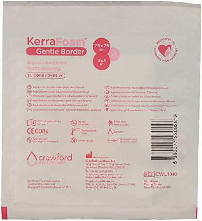 Kerrafoam 5 x 5 רוטב קצף גבול עדין לטיפול בפצעים - מסייע לריפוי פצעים על ידי ספיגה ושמירה על ניקוז תוך שהוא