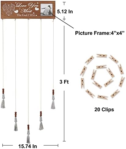 WPKLTMZ מסגרות תמונת עץ תלויה בתצלום תצוגה קיר תולה מחזיק תמונות עם 20 קטעי עץ מרובי תמונות מארגן