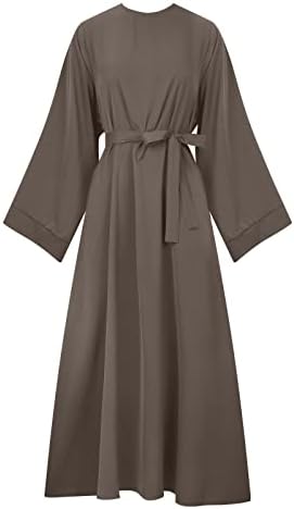 שמלת חלוק מוסלמית לנשים שרוולים ארוכים שמרנים אסלאמיים אבייה מקסי קפטן שמלה בגדי תפילה