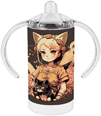 חמוד נקו ילדה קש כוס-חתול אדם תינוק קש כוס-מודפס קש כוס