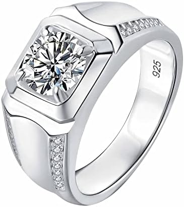 טבעת נישואים מויסניט 925 טבעת כסף סטרלינג לגברים 2 צבע ד ' 1 בהירות טבעות הבטחה לחתוך עגול מבריק בשבילו גודל 8-13