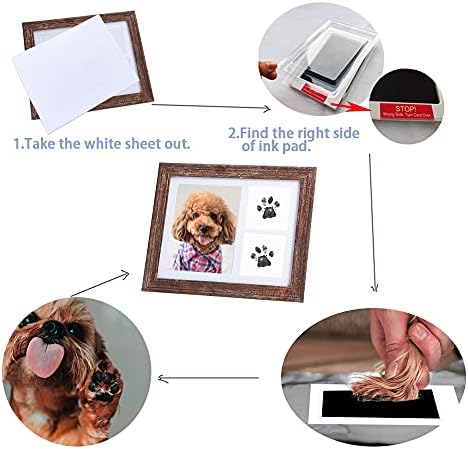 ערכת הדפסת כפות כלב מסגרת-מסגרת תמונה לזכר חיות מחמד עם טביעות כפות-ערכת הדפסת כפות כלבים או חתולים, מסגרת