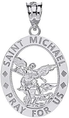 קלירוזתכשיטי זהב 10 קראט סנט סנט מייקל התפלל עבורנו תליון קסם סגלגל