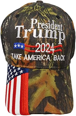 סחר רוחות נשיא טראמפ 2024 לקחת אמריקה חזרה אמיתי עץ הסוואה ארהב דגל על ביל כותנה מתכוונן רקום בייסבול