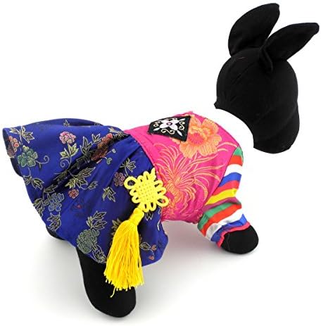 סלמאי אתני כלב תלבושות קוריאני מסורתי קשר תליון נוריגה הנבוק רקמת משי לחיות מחמד בגדי תלבושת צבע שמלת