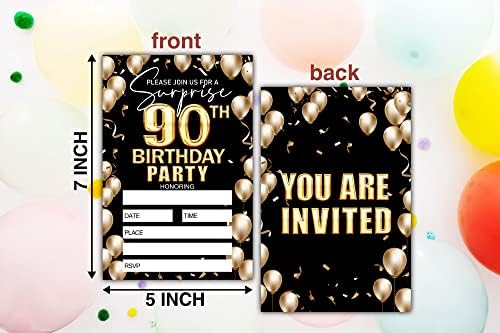 Keydaat הזמנה ליום הולדת 90 - הזמנת יום הולדת שחור וזהב - יום הולדת הזמינו רעיונות לאישה ומבוגרים - 20