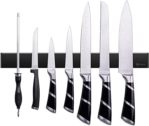 מגנטי סכין מחזיק עבור קיר 12 אינץ שחור-אנקריו נירוסטה סכין מגנטי רצועת לא קידוח, מטבח מגנט סכין מחזיק