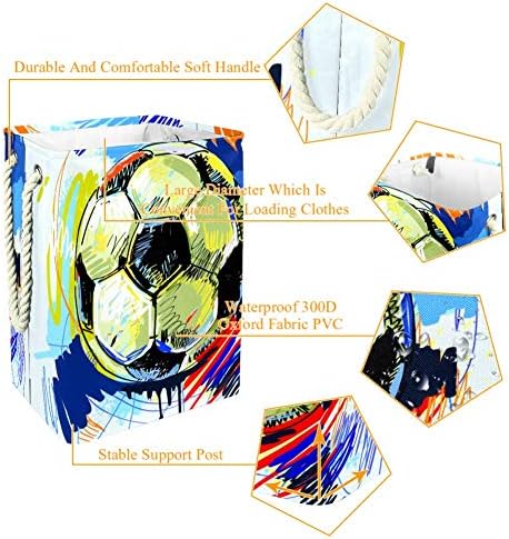 דפוס צבעי מים כדורגל 300 ד אוקספורד עמיד למים בגדי סל גדול כביסה סל עבור שמיכות בגדי צעצועי בחדר שינה