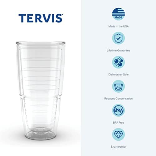 סצנת עץ הדקל של Tervis & ערסלים תוצרת ארהב כוס כוס מבודדת כפולה מקומה שומר על שתייה קרה וחמה, 24oz, לא