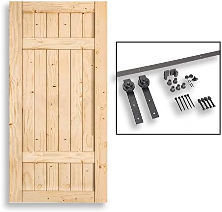 ססיליה עץ עץ 36 x84 דלת אסם כפול-מסגרת עם חומרת מסלול, DIY מכלול, התקנה קלה