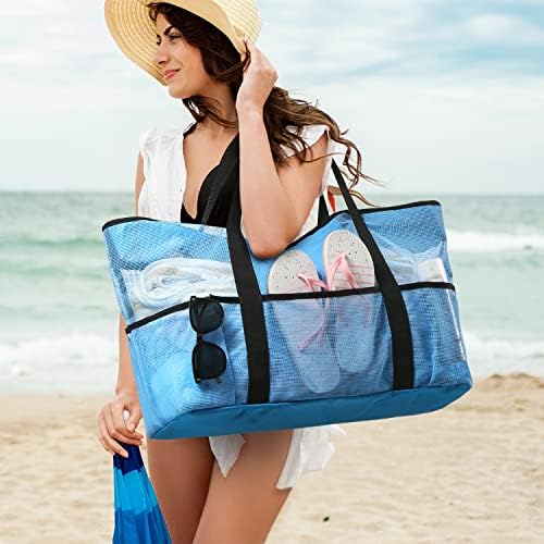 תיק חוף אוסקאורט, תיקי חוף גדולים במיוחד לנשים עמיד למים עמיד בפני חול, תיקי חוף רשת נסיעות תיק בריכת