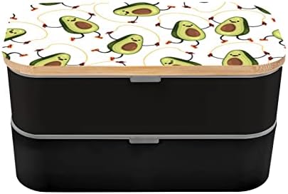 קופסת בנטו מצוירת של אבוקדו מצוירת מצוירת עם רצועה מתכווננת משודרגת, מיכל אוכל אטום דליפה לשימוש
