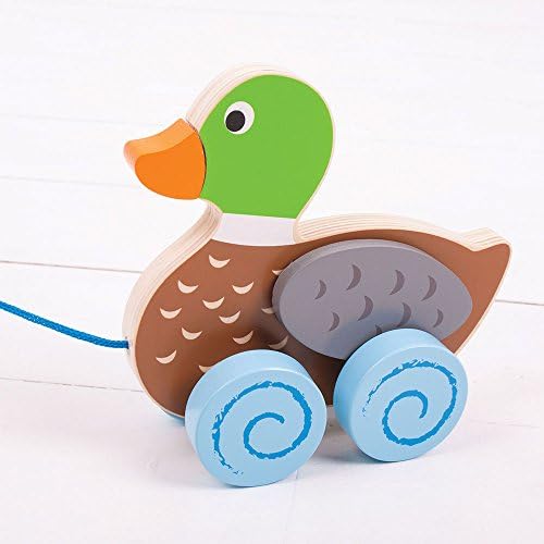 צעצועי Bigjigs צעצועים עץ ברווז לאורך צעצוע