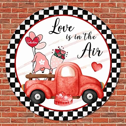 אהבת חג האהבה היא באוויר גמרים משאית וינטג 'שלט מתכת עגול מעגל מתכת הדפסי אמנות מדפסת שלט פאב