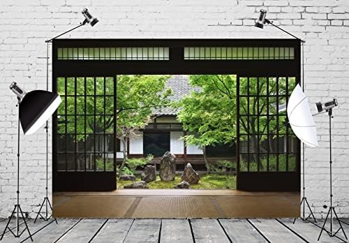בד בלקו 5 על 3 רגל לובי בסגנון יפני רקע חדר ריק גן אביב חצר מקדש יפני ירוק טבע יפן רקע מגורים מסורתי טפט בית