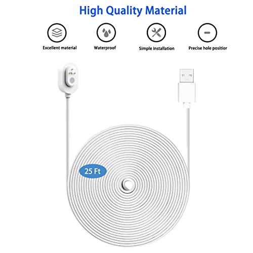 Shyueueda 25ft/7.6 מ 'כבל טעינה חיצוני אטום מזג אוויר עבור Arlo Ultra/Ultra 2/Pro 3/Pro 4