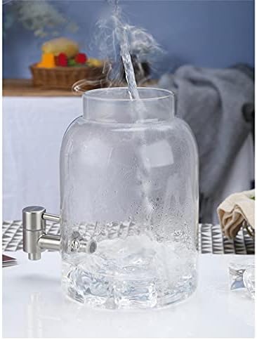 ZLXDP זכוכית כד מים עם ברז כד מיץ לימון מטבח מטבח סיר קומקום קומם מים קרים מיכל בקבוק חום עמיד כד 3L
