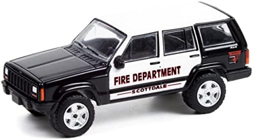 2000 צ ' ירוקי שחור ולבן מכבי האש של סקוטדייל סדרת כיבוי והצלה 2 1/64 מכונית דגם דייקאסט מאת גרינלייט 67020 ד