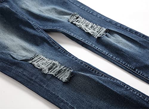 Maiyifu-gj's Screed's Slim Red Reed Jeans חורי ברך היפ הופ ג'ינס עפרונות מכנסיים רזים הרסו מכנסי ג'ין מתיחה