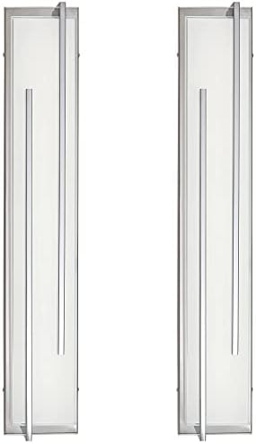 פוסיני אירו עיצוב ג 'אדה מודרני קיר אורות סט של 2 כרום כסף מחווט 4 הוביל מתקן לבן זכוכית מלבני צל עבור שינה