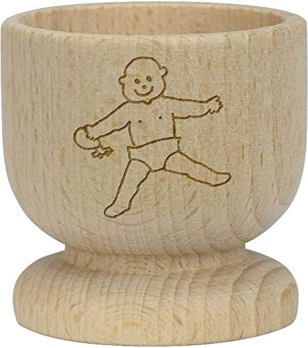 אזידה 'תינוק עם טבעת בקיעת שיניים' כוס ביצת עץ