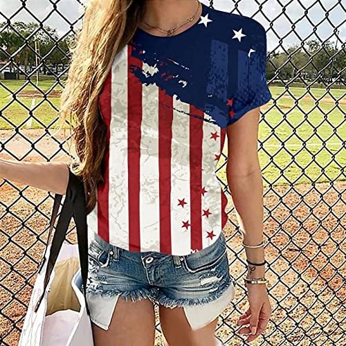 נשים של חולצה אמריקאי דגל הדפסת חולצה עצמאות יום חולצה קצר שרוול חולצות 4 יולי פטריוטית טי חולצה