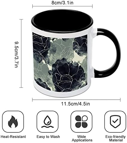 ספל קרמיקה של פרחי מים ספל קריאייטיב שחור בתוך כוס קפה ספלי ידית עמידות מתנות ייחודיות