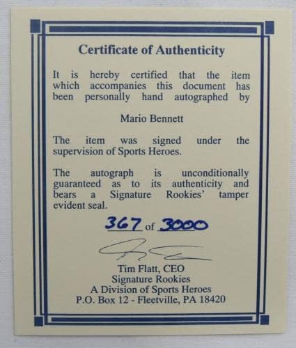 מריו בנט חתמה על חתימה אוטומטית 1995 טירונים חתימה 8x10 כרטיס כדורסל - תמונות NBA עם חתימה