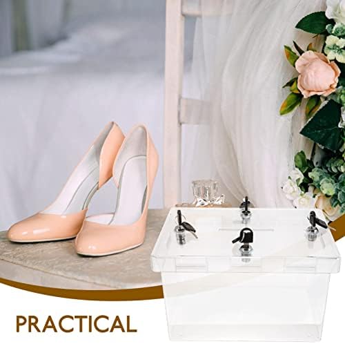תיבת מתנה לחתונה של זרודקו קופסה אקרילית עם מנעול וקופסאות קופסאות ברורות קופסאות תרומות לגיוס קופסאות אחסון נעליים