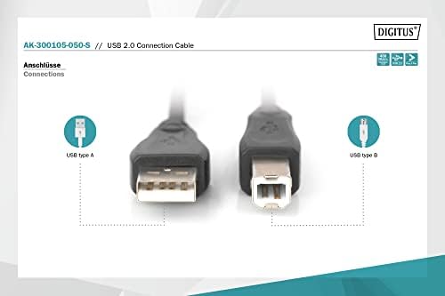 Digitus 5M אורך USB 2.0 כבל חיבור זכר - B זכר - שחור