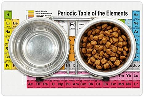 אמבסון תקופתי שולחן לחיות מחמד מחצלת עבור מזון ומים, מדע פריק כימיה אוהבי צבעוני אלמנט שולחן עבור